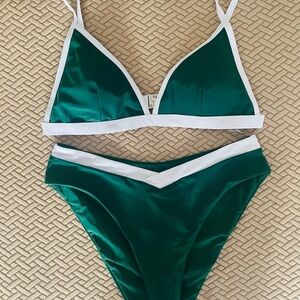 Emerald and White Bikini Set
